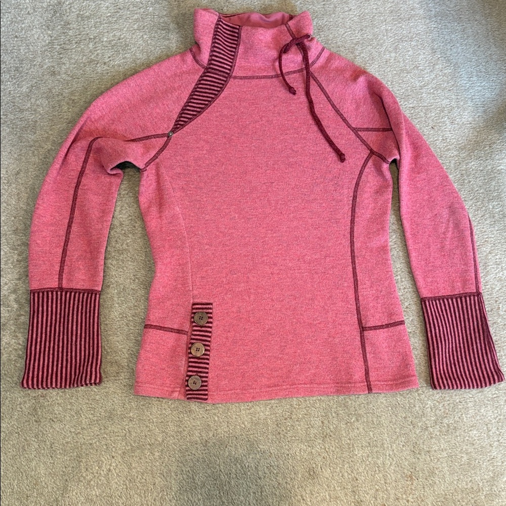 Prana Lucia Womens Pink Wool Blend Turtleneck Sweater XS